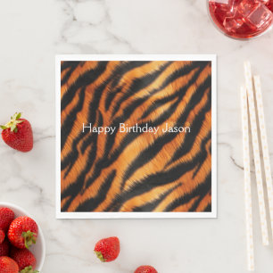 Orange Black Tiger Stripes Napkin
