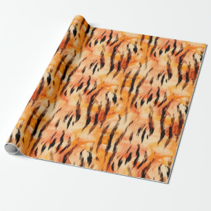 Orange & Black Tiger Stripes Wrapping Paper