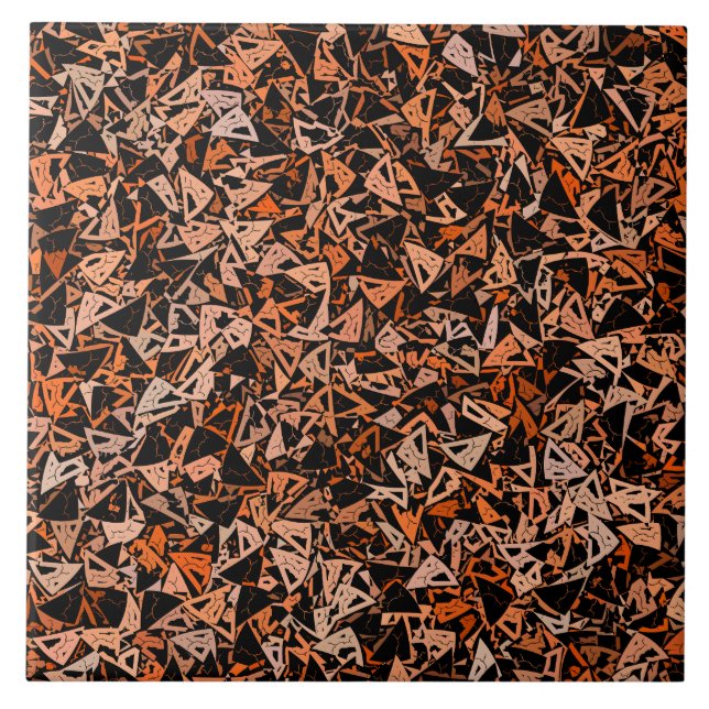 Orange Black Triangle Pattern Tile (Front)