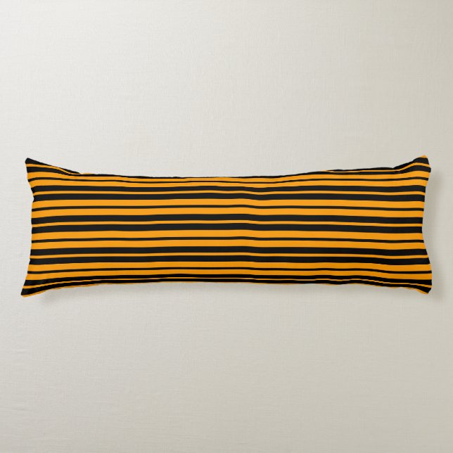 Orange Black Vertical Stripes Pattern Design Body Cushion (Front)