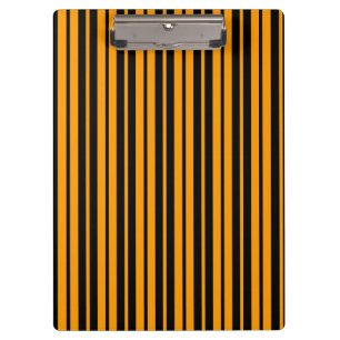Orange Black Vertical Stripes Pattern Design Clipboard