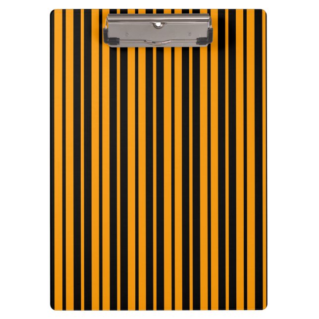 Orange Black Vertical Stripes Pattern Design Clipboard (Front)