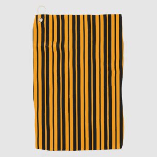 Orange Black Vertical Stripes Pattern Design Golf Towel