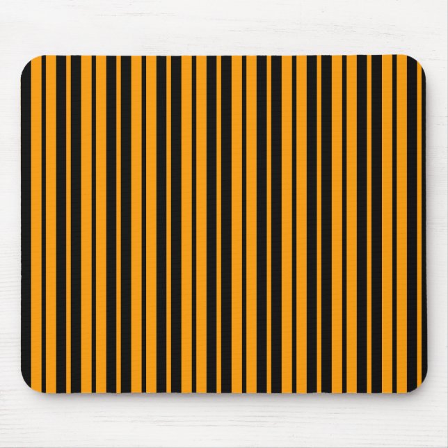 Orange Black Vertical Stripes Pattern Design Mouse Mat (Front)