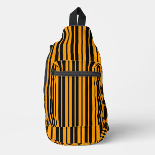 Orange Black Vertical Stripes Pattern Design Sling Bag