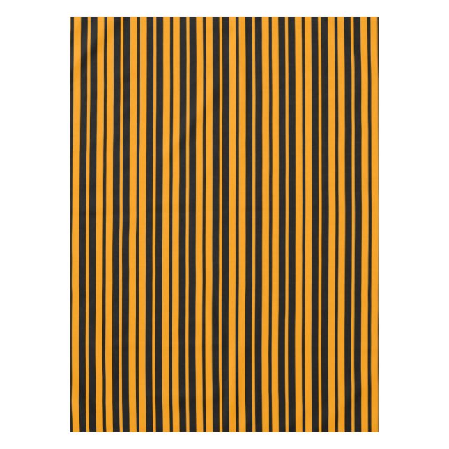 Orange Black Vertical Stripes Pattern Design Tablecloth (Front)