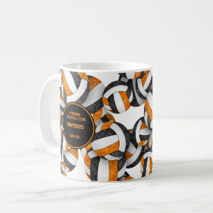 orange black volleyball team colours coach name coffee mug