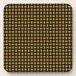 Orange Black Weave Pattern Coaster