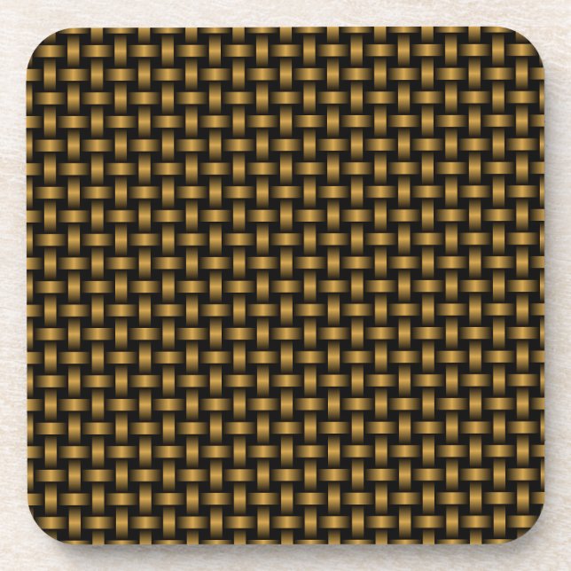 Orange Black Weave Pattern Coaster (Front)