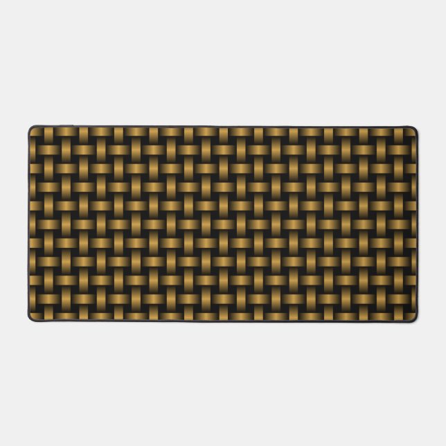 Orange Black Weave Pattern Desk Mat (Front)