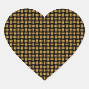 Orange Black Weave Pattern Heart Sticker