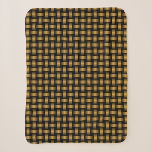 Orange Black Weave Pattern Sherpa Blanket (Front)