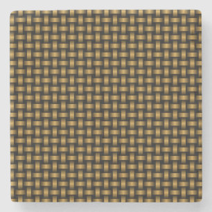 Orange Black Weave Pattern Stone Coaster