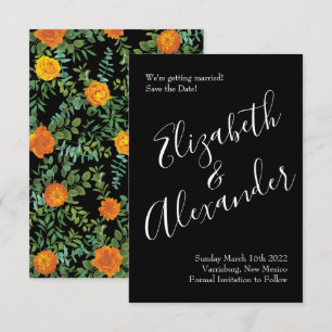 Orange Black Wedding Gothic Halloween Save Date Invitation