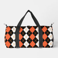 Orange Black White Argyle Diamond Design 