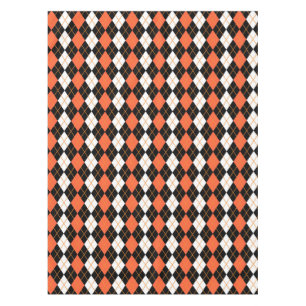 Orange Black White Argyle Diamond Design  Tablecloth