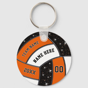 Orange, Black, White Cheap Volleyball Gift Ideas Key Ring