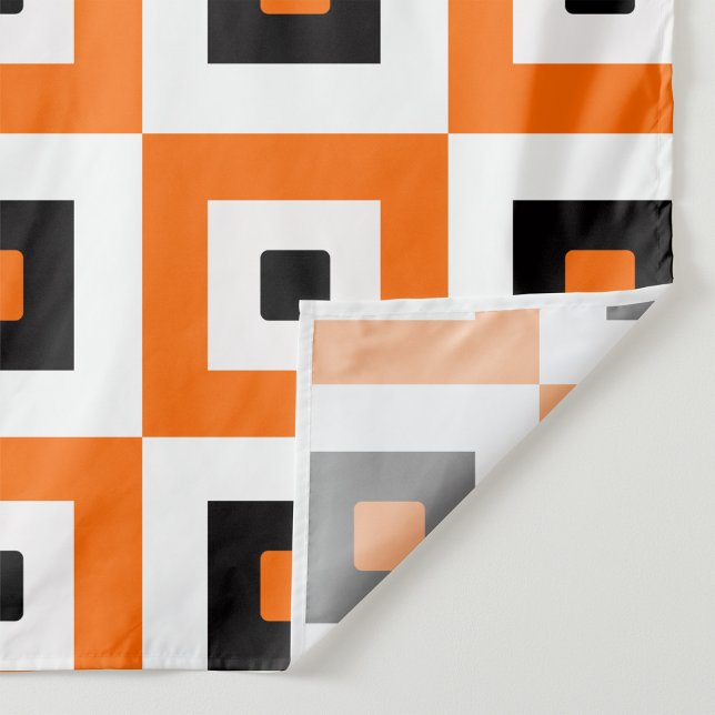 Orange Black White Checkered Squares Pattern Fabric (Creator Uploaded)