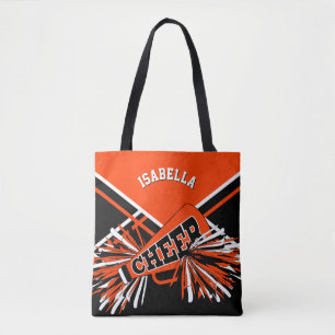 Orange, Black & White Cheerleader Design Tote Bag