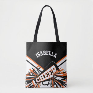 Orange, Black & White Cheerleader Design Tote Bag