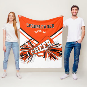Orange, Black & White 📣 Cheerleader Fleece Blanket