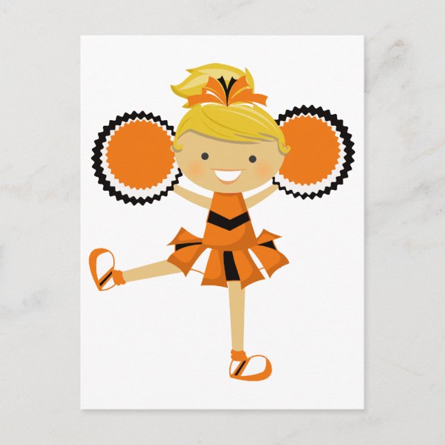 Orange, Black & White Cheerleader Postcard (Front)