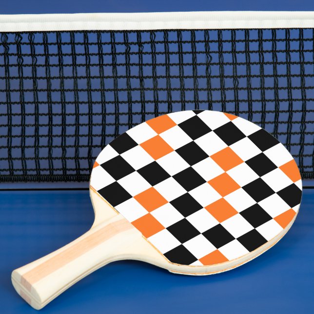 Orange Black White Chequered Pattern Design  Ping Pong Paddle (Insitu)