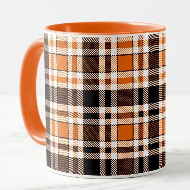 Orange Black White Flannel Tartan Pattern Design  Mug (Creator Uploaded)