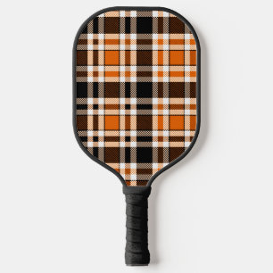 Orange Black White Flannel Tartan Pattern Design  Pickleball Paddle