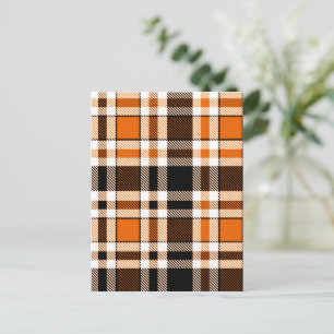 Orange Black White Flannel Tartan Pattern Design Postcard