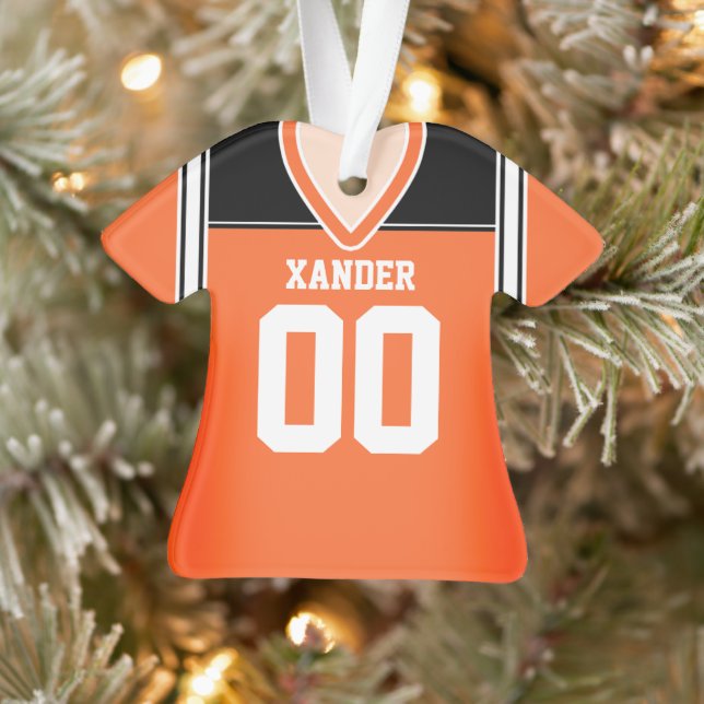 Orange/Black/White Football Jersey Ornament (Tree)