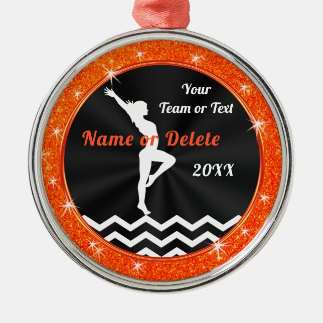 Orange Black White, Gymnastics Christmas Ornament (Front)