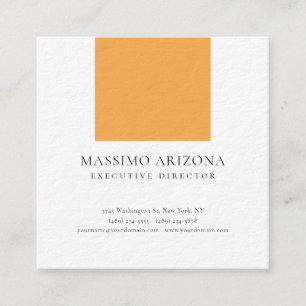 Orange Black White Minimalist Plain Premium Thick Square Business Card