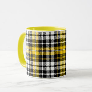 Orange Black White Plaid Tartan Pattern Design  Mug