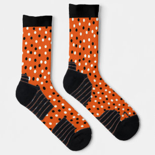 Orange, Black & White Poke A Dot Design Socks