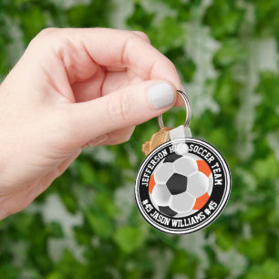 Orange, Black & White Soccer ⚽ Keychain