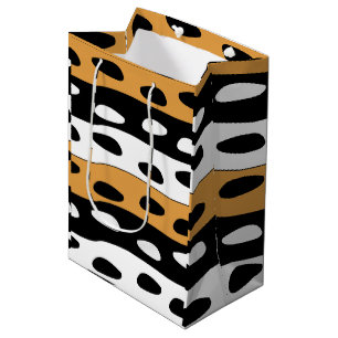 Orange Black White Stripes Medium Gift Bag