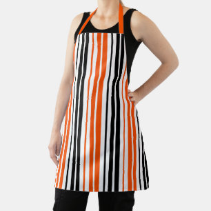 Orange Black White Stripes Pattern Design Apron