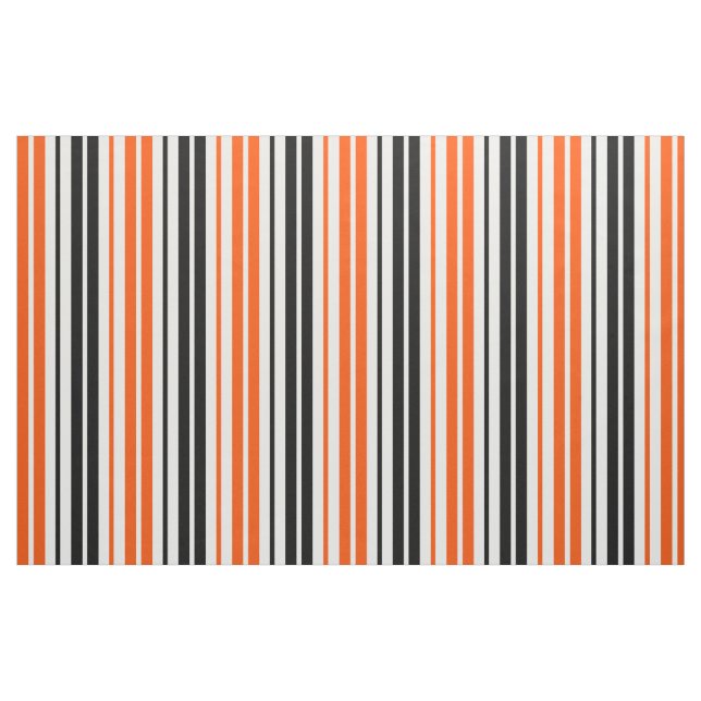 Orange Black White Stripes Pattern Design  Fabric (Fat Quarter)