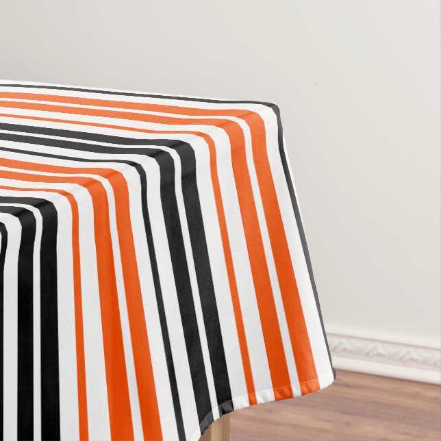 Orange Black White Stripes Pattern Design  Tablecloth (In Situ)