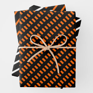Orange, Black & White Wrapping Paper Sheet