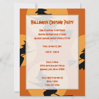 Orange Black Witches Halloween Invitation