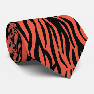 Orange Black Zebra Stripes Colorful Patterns Fall Tie
