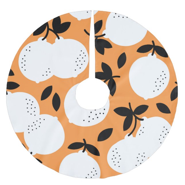Orange Bliss: Exquisite Fruit Pattern Brushed Polyester Tree Skirt (Front)