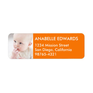 Orange block custom photo modern return address