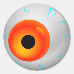 Orange Bloodshot Zombie Eyeball Halloween Classic Round Sticker