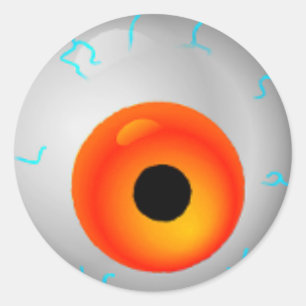 Orange Bloodshot Zombie Eyeball Halloween Classic Round Sticker