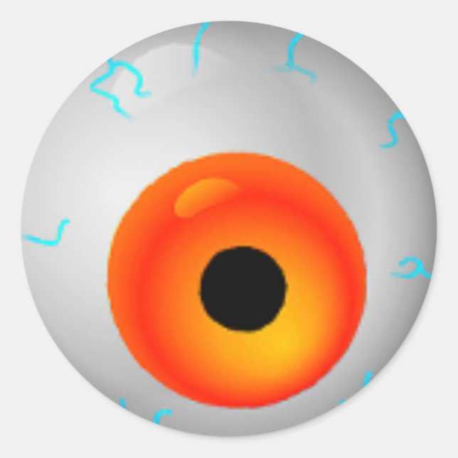 Orange Bloodshot Zombie Eyeball Halloween Classic Round Sticker (Front)