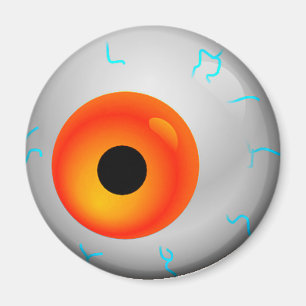 Orange Bloodshot Zombie Eyeball Halloween Magnet