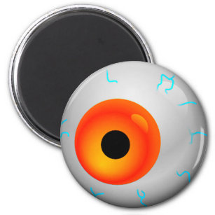 Orange Bloodshot Zombie Eyeball Halloween Magnet